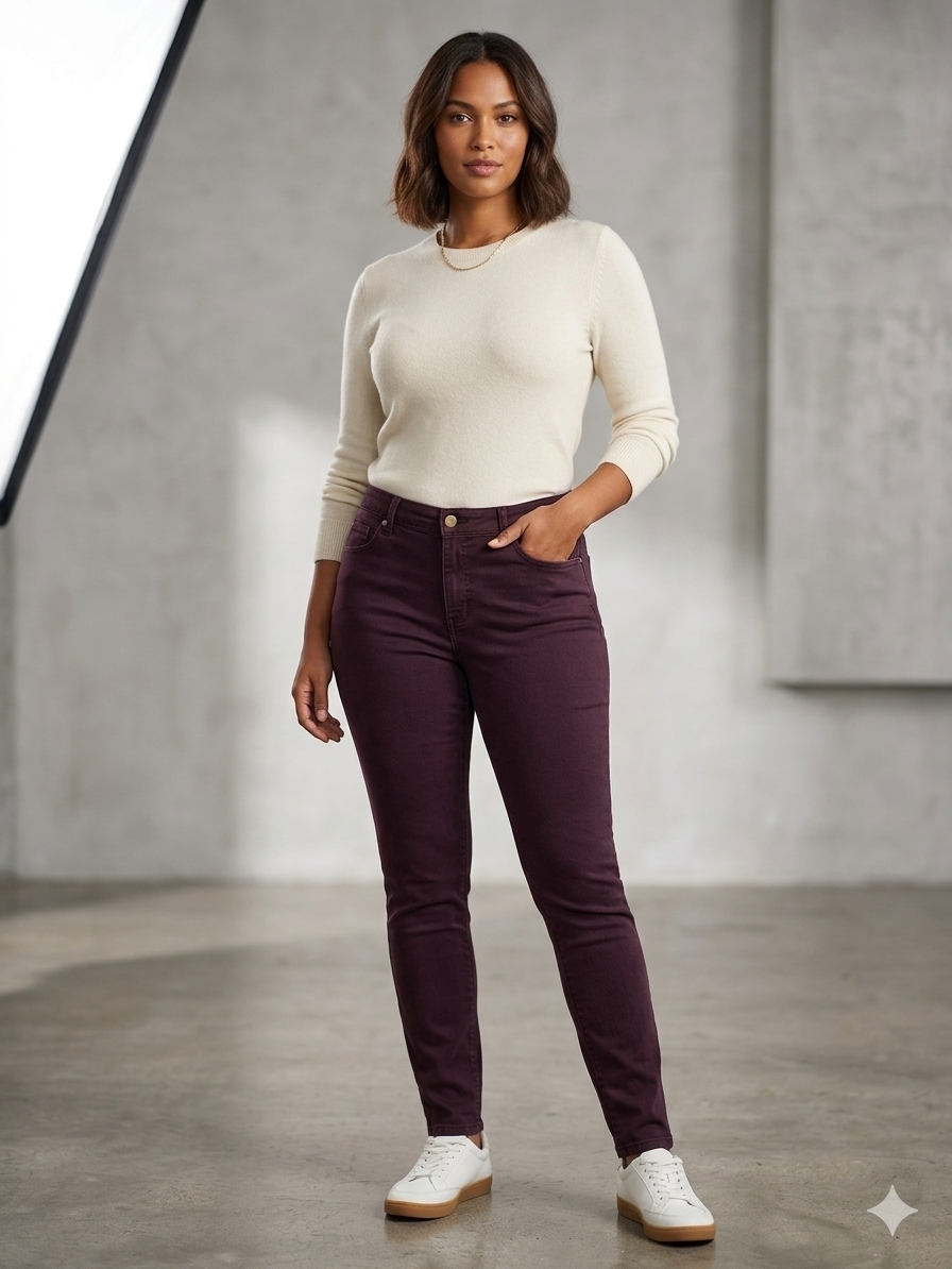 Womenâs High-Rise Skinny Jeans In Plum